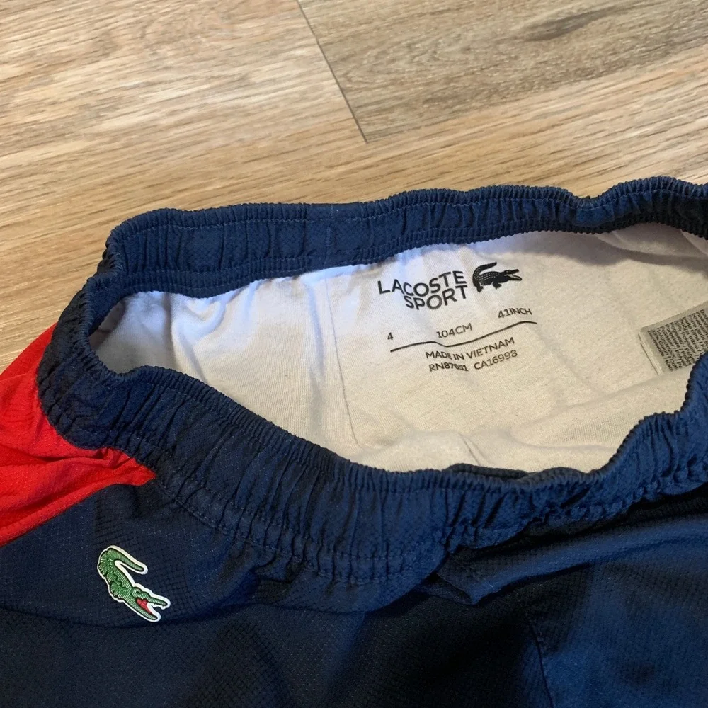 Lacoste Sport Boys Navy Blue Red Track Pants Joggers Size 4 104cm RN87651